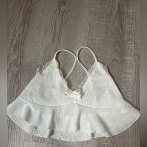 White Lace Trim Cami Top